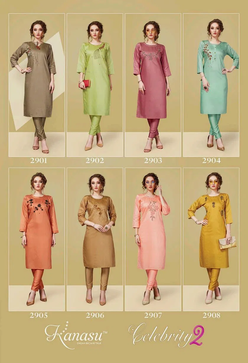 Kanasu Celebrity 2 Ethnic Wear Silk Designer Kurti With Bottom Collection